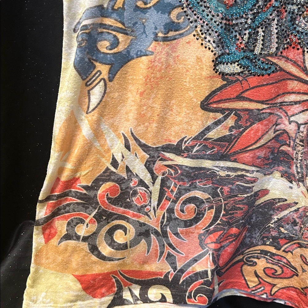 Embellished V-Neck Graphic Hoodie Tee - Picture 5 of 13